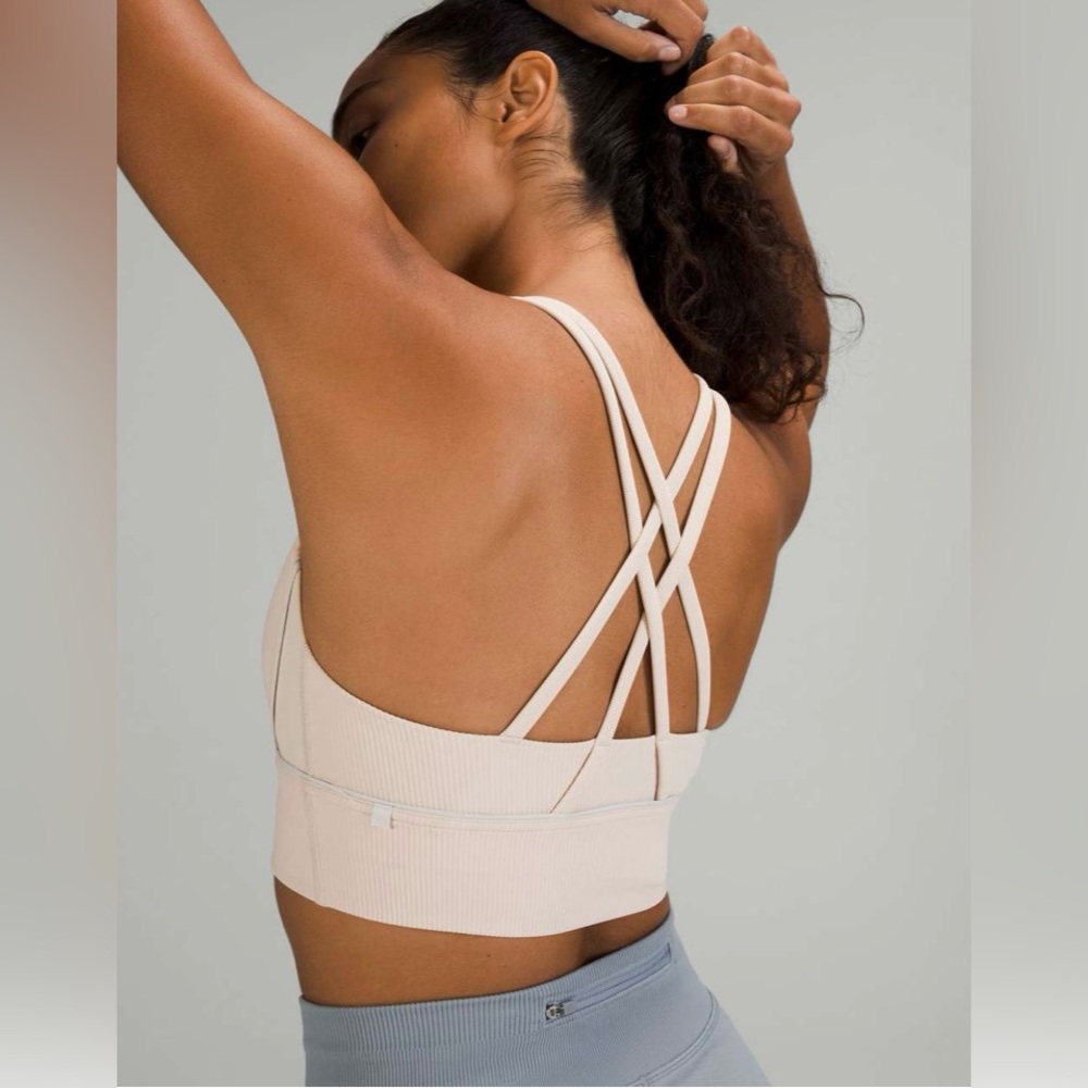 Lululemon Energy Bra Longline Ribbed Medium Support B–D Cups Chantilly size 8
